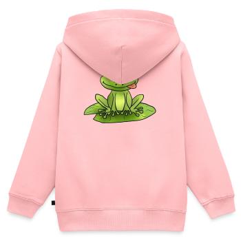 Frosch auf Seerose - Kinder Premium Organic Zip Hoodie - Rosa - Hinten - AI Model Kid Female (0cm)