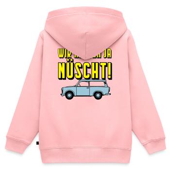  Universal Kombi , Wir hatten ja nüscht!(25 - Kinder Premium Organic Zip Hoodie - Rosa - Hinten - AI Model Kid Female (0cm)