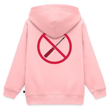 aucun tournevis interdit signe mech - Sweat Premium à capuche zippé enfant bio - rose - Dos - AI Model Kid Female (0cm)