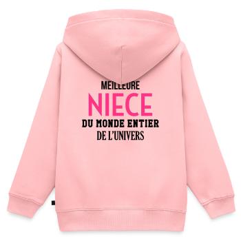 Neveu / Nièce / Famille / Oncle / Tante / Niece - Sweat Premium à capuche zippé enfant bio - rose - Dos - AI Model Kid Female (0cm)