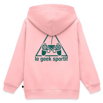 Der sportliche Geek - Kinder Premium Organic Zip Hoodie - Rosa - Hinten - AI Model Kid Female (0cm)