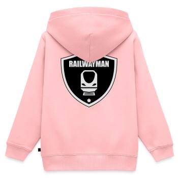 Cheminot / Chemin de fer / Train / Metro - Sweat Premium à capuche zippé enfant bio - rose - Dos - AI Model Kid Female (0cm)