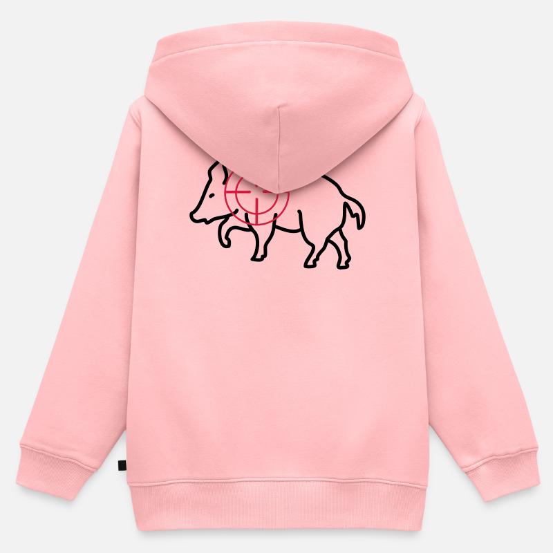 sanglier - Sweat Premium à capuche zippé enfant bio - rose