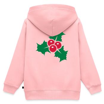 Stechpalmenblätter mit roten Beeren - Kinder Premium Organic Zip Hoodie - Rosa - Hinten - AI Model Kid Female (0cm)