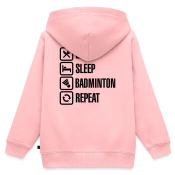 Eat Sleep Badminton Repeat - Kinder Premium Organic Zip Hoodie - Rosa - Hinten - AI Model Kid Female (0cm)