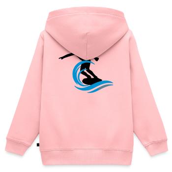 Surfeur - Sweat Premium à capuche zippé enfant bio - rose - Dos - AI Model Kid Female (0cm)