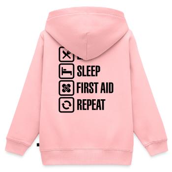 Eat Sleep First Aid Repeat - Kids Premium Organic Zip-up Hoodie - rose - Back - AI Model Kid Female (0cm)