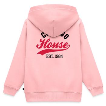 Chicago house est. 1984 - Kinder Premium Organic Zip Hoodie - Rosa - Hinten - AI Model Kid Female (0cm)