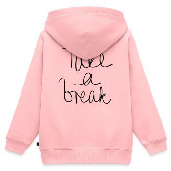 Faire une pause - Sweat Premium à capuche zippé enfant bio - rose - Dos - AI Model Kid Female (0cm)