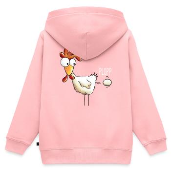Plopp es ist raus das Ei - Huhn - Hahn - Gockel - Kinder Premium Organic Zip Hoodie - Rosa - Hinten - AI Model Kid Female (0cm)