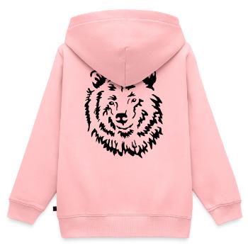 Baer Raubtier - Kinder Premium Organic Zip Hoodie - Rosa - Hinten - AI Model Kid Female (0cm)