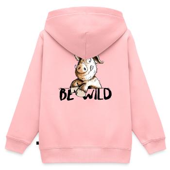 Be Wild Eber - Schwein - Keiler - Kinder Premium Organic Zip Hoodie - Rosa - Hinten - AI Model Kid Female (0cm)