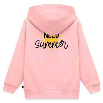 été / vacances / plage / soleil / mer - Sweat Premium à capuche zippé enfant bio - rose - Dos - AI Model Kid Female (0cm)