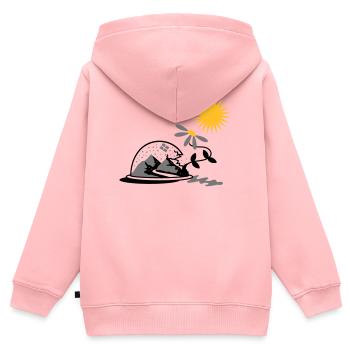 Boule à neige avec tournesol et soleil - Sweat Premium à capuche zippé enfant bio - rose - Dos - AI Model Kid Female (0cm)