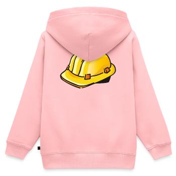 Casque de chantier jaune | Casque de sécurité - Sweat Premium à capuche zippé enfant bio - rose - Dos - AI Model Kid Female (0cm)