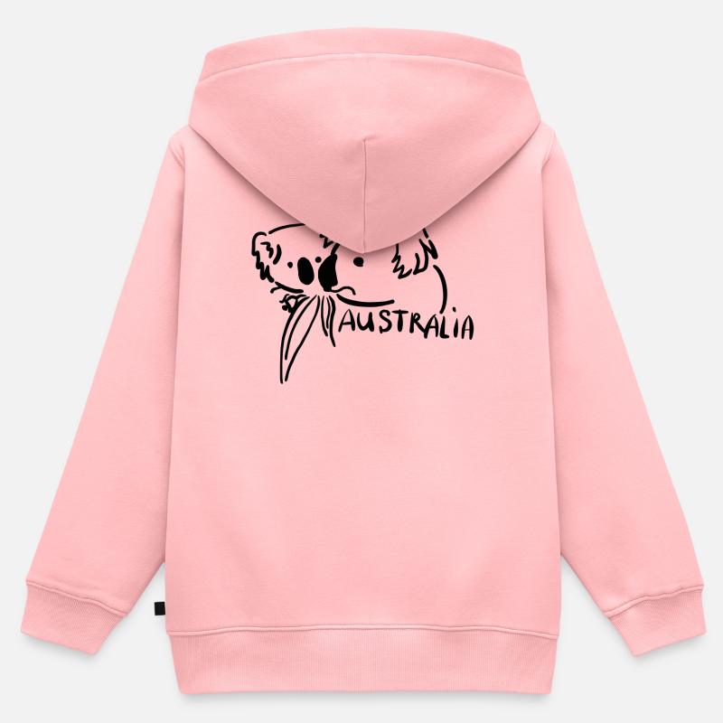 Australie - Sweat Premium à capuche zippé enfant bio - rose