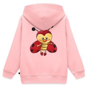 putziger Marienkaefer - Kinder Premium Organic Zip Hoodie - Rosa - Hinten - AI Model Kid Female (0cm)