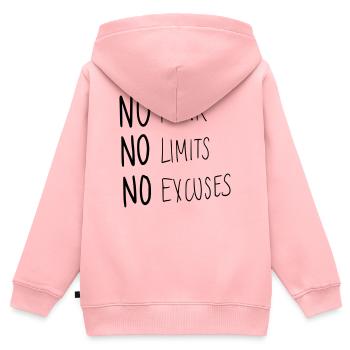 No Fear No Limit No Excuses - Kinder Premium Organic Zip Hoodie - Rosa - Hinten - AI Model Kid Female (0cm)