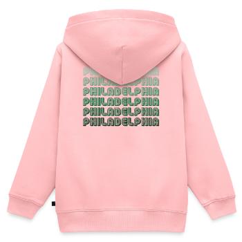 Philadelphia Typografie Muster - Kinder Premium Organic Zip Hoodie - Rosa - Hinten - AI Model Kid Female (0cm)