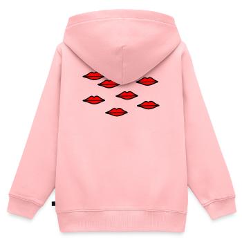Münder - Kinder Premium Organic Zip Hoodie - Rosa - Hinten - AI Model Kid Female (0cm)