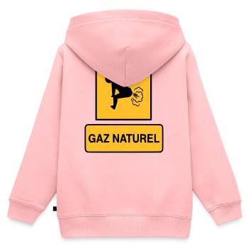 Gaz naturel - Sweat Premium à capuche zippé enfant bio - rose - Dos - AI Model Kid Female (0cm)