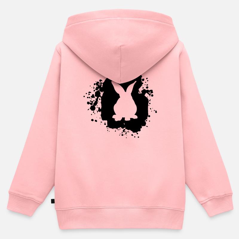 Lapin lapin - Sweat Premium à capuche zippé enfant bio - rose