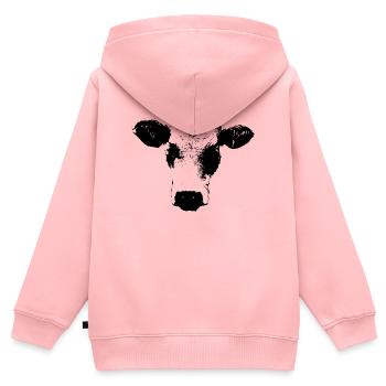 Bande dessinée vache en noir et blanc - Sweat Premium à capuche zippé enfant bio - rose - Dos - AI Model Kid Female (0cm)