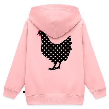 Huhn Henne gepunktet - Kinder Premium Organic Zip Hoodie - Rosa - Hinten - AI Model Kid Female (0cm)