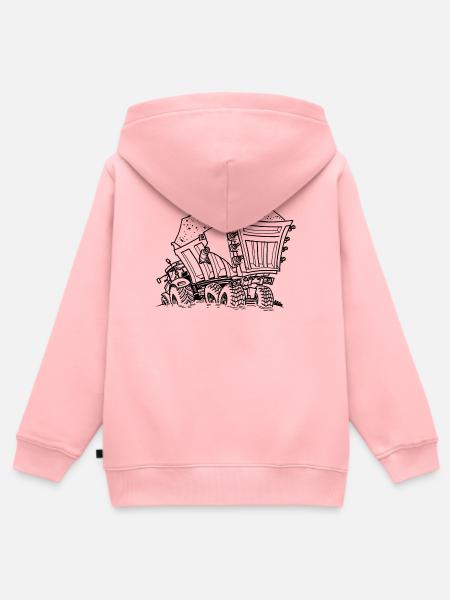 0956 Sattelzug SAND - Kinder Premium Organic Zip Hoodie - Rosa