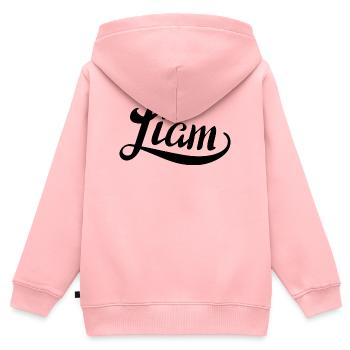 Name Liam - Kinder Premium Organic Zip Hoodie - Rosa - Hinten - AI Model Kid Female (0cm)
