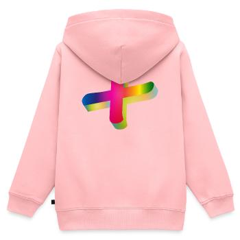 buntes Plus Zeichen in Regenbogenfarben - Kinder Premium Organic Zip Hoodie - Rosa - Hinten - AI Model Kid Female (0cm)