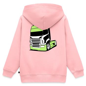 Camion V8 saisissant - Sweat Premium à capuche zippé enfant bio - rose - Dos - AI Model Kid Female (0cm)