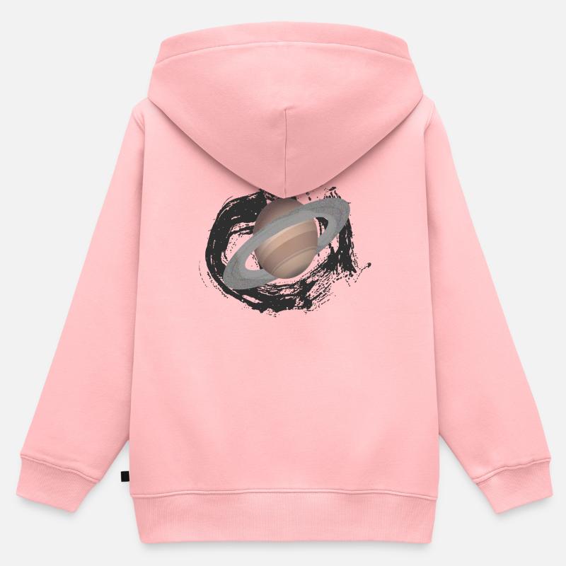 planète Saturne, planète, extraterrestre - Sweat Premium à capuche zippé enfant bio - rose
