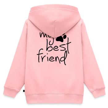Slagon mon meilleur ami, j'aime mon chien ou mon chat - Sweat Premium à capuche zippé enfant bio - rose - Dos - AI Model Kid Female (0cm)