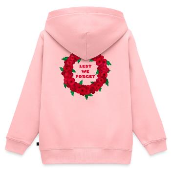 Erinnerung Mohn / damit wir Mohn nicht vergessen - Kinder Premium Organic Zip Hoodie - Rosa - Hinten - AI Model Kid Female (0cm)