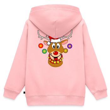 Joyeux Noël Rudolf Rennes bals de Noël - Sweat Premium à capuche zippé enfant bio - rose - Dos - AI Model Kid Female (0cm)