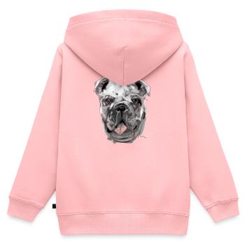 Bouledogue - Sweat Premium à capuche zippé enfant bio - rose - Dos - AI Model Kid Female (0cm)