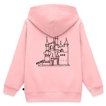 Schloss - Kinder Premium Organic Zip Hoodie - Rosa - Hinten - AI Model Kid Female (0cm)