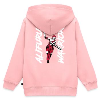Alifuru Warrior Man - Kinder Premium Organic Zip Hoodie - Rosa - Hinten - AI Model Kid Female (0cm)