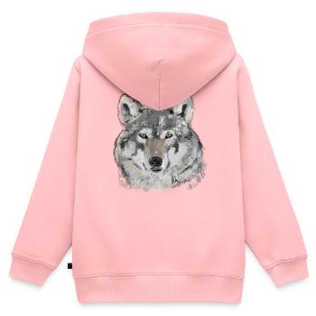 Loup - Sweat Premium à capuche zippé enfant bio - rose - Dos - AI Model Kid Female (0cm)