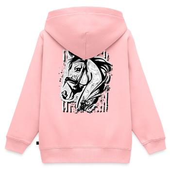 Reiten - Reiter - Reitsport - Pferdekopf - Stute - Kinder Premium Organic Zip Hoodie - Rosa - Hinten - AI Model Kid Female (0cm)