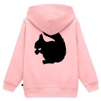 Écureuil avec figure d’ombre de noix - Sweat Premium à capuche zippé enfant bio - rose - Dos - AI Model Kid Female (0cm)