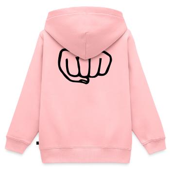 Karaté poing transparent vectra - Sweat Premium à capuche zippé enfant bio - rose - Dos - AI Model Kid Female (0cm)