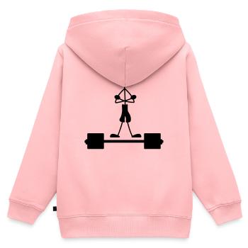 Krafttraining mit Händen übereinander Logo - Kinder Premium Organic Zip Hoodie - Rosa - Hinten - AI Model Kid Female (0cm)