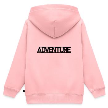 Explorateur d'aventure - Sweat Premium à capuche zippé enfant bio - rose - Dos - AI Model Kid Female (0cm)