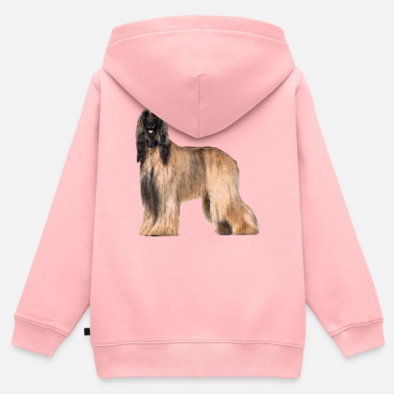afghan - Sweat Premium à capuche zippé enfant bio - rose