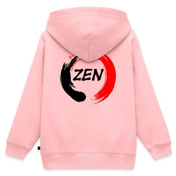 Zen geschrieben in enso zen Kreis rot und schwarz - Kinder Premium Organic Zip Hoodie - Rosa - Hinten - AI Model Kid Female (0cm)