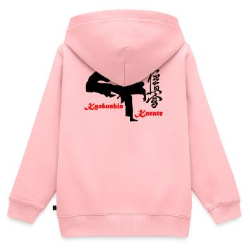 Kyokushin Karate KO Kick mit Kanku Zeichen - Kinder Premium Organic Zip Hoodie - Rosa - Hinten - AI Model Kid Female (0cm)