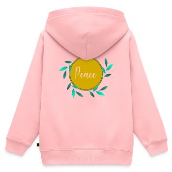 PEACE. PEACE. FRIEDEN - Kinder Premium Organic Zip Hoodie - Rosa - Hinten - AI Model Kid Female (0cm)