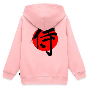 Samurai in japanischer Kanji-Schrift rote Sonne - Kinder Premium Organic Zip Hoodie - Rosa - Hinten - AI Model Kid Female (0cm)